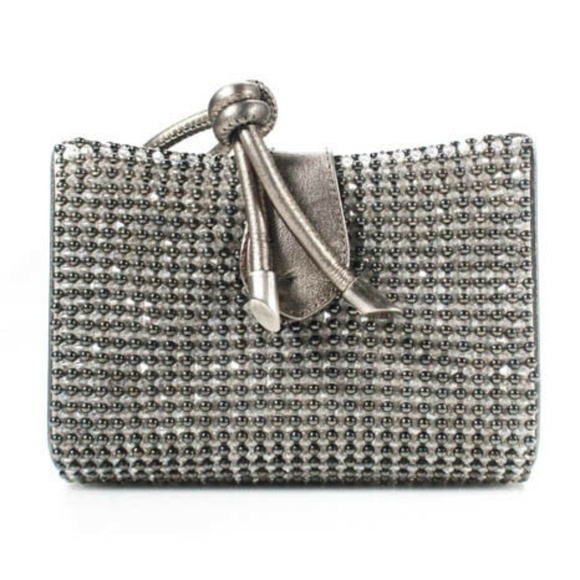 Giorgio Armani Handbags - Giorgio Armani Silver Leather Beaded Magnetic Bag